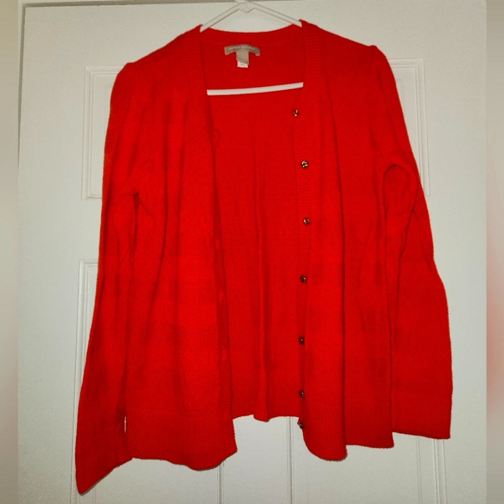 Banana Repubic, red cardigan, size large